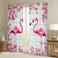 thumbnail image 2 of Manfei Cartoon Flamingo Curtains and Drapes,Pink Cherry Blossom Black Out Curtains,Old Barn Door Curtains Pack of 2 (52x63 Each) For Child,Lightweight Room Decor, 2 of 6