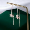 thumbnail image 3 of 925 Sterling Silver Christmas Snowflake Earrings Dangle Chain for Women Teens Snowflake Dangle Earrings Long Threader Earrings, 3 of 11