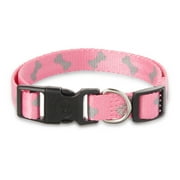 Vibrant Life Reflective Dog Collar, Pink Bones, Medium
