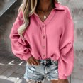 thumbnail image 2 of Cárdigan para mujer Casual Sólido con cuello en V Cárdigan Linterna Botones de manga larga Camisas Tops Odeerbi ODB-3, 2 of 9