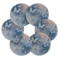 thumbnail image 7 of 6 Pcs Drink Coasters with Holder 3.94in Woven Coasters for Drinks Blue Butterflies Flying Coaster Set for Protection Table, 7 of 7