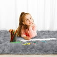 thumbnail image 3 of YJ.GWL Fluffy Faux Sheepskin Plush Area Rug Soft Fuzzy Rugs Floor Carpet for Bedroom Living Room,2'x4',Gray, 3 of 7