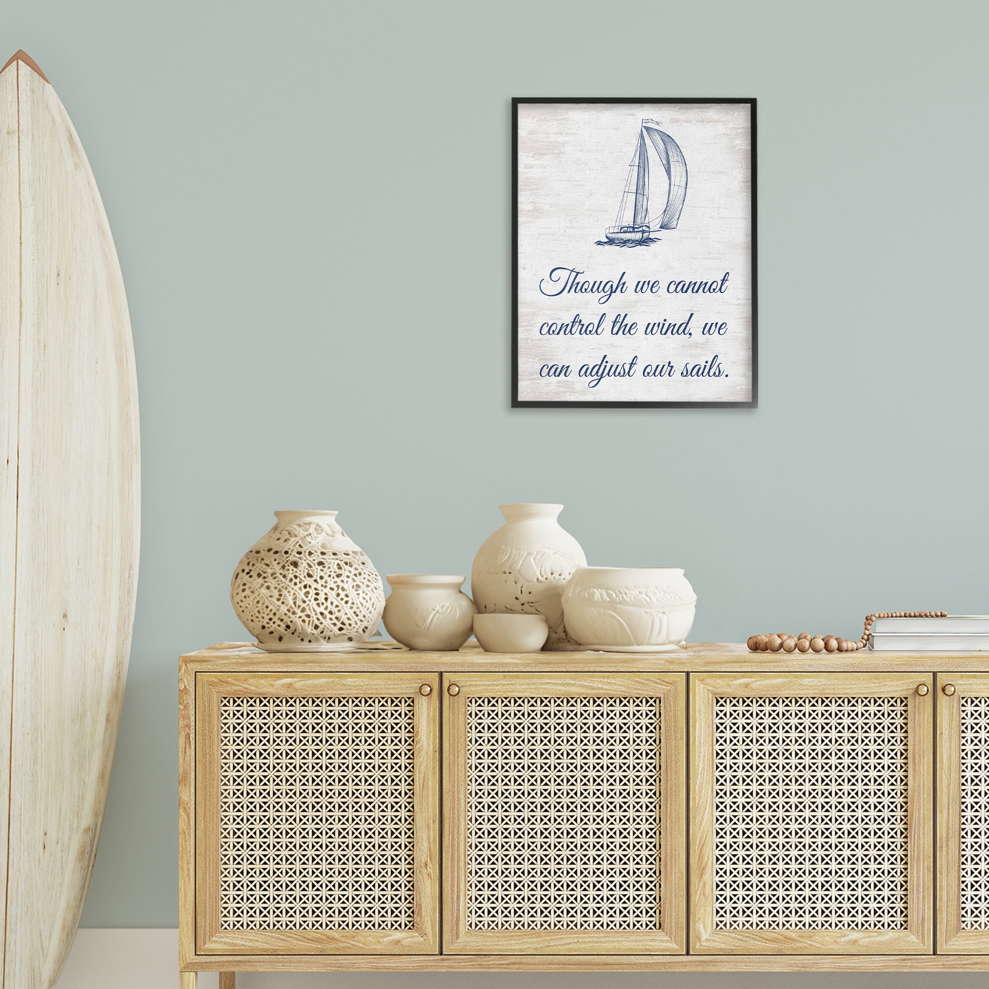 Stupell Industries Adjust Our Sails Transportation Painting Black Framed Art Print Wall Art, 24 x 30
