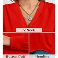 thumbnail image 5 of Sherrylily Womens Business Casual Summer Long Sleeve Silk Button Down V Neck Chiffon Blouse, 5 of 5