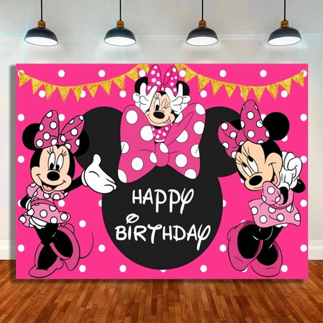 Fondos de fotografía de Minnie Mouse personalizables, tela de vinilo, sesión de fotos para niños, fiesta de cumpleaños de bebé, estudio fotográfico