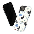 thumbnail image 3 of Playful Black Cat and Blue Apple Pattern Phone Case, Cute Cartoon Cats with Butterflies and Watermelon, iPhone 16 15 14 13 12 11 Pro Max Mini Protective Cover, 3 of 6