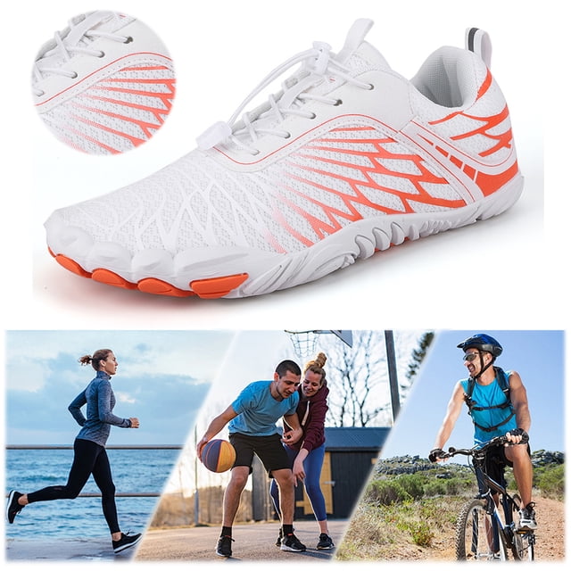Zapatos Playa Descalzos Unisex Sin Deslizamiento para Hombres Mujeres (45) Naranja Blanca
