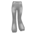 thumbnail image 4 of TIREOW Girls Daily Denim Bell Bottom Pants Slim Fit Solid Color Casual Flared Jeans Pants Elastic Waist Flared Trousers(Light Ashy,13-14 Years), 4 of 6