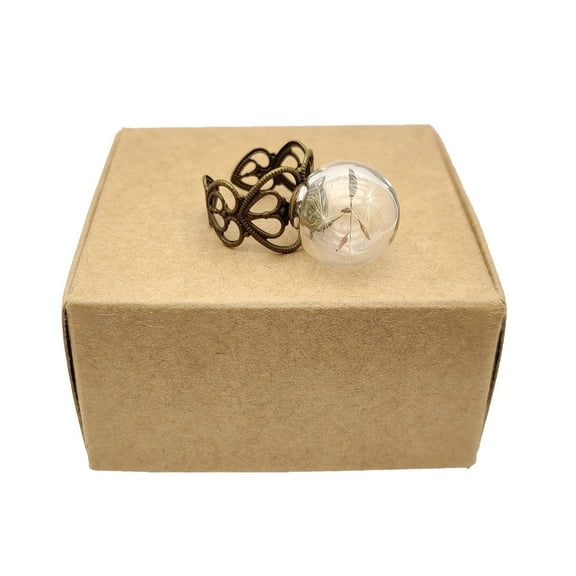 Cairui Design Dandelion Make a Wish Glass Ball Heart Copper Resizable Rings Handmade Women Party