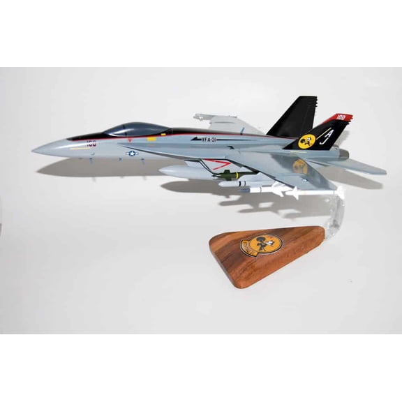 VFA-31 Tomcatters F/A-18E (AJ) Model, Navy, 1/40th (18") Scale, Mahogany, Fighter/Attack