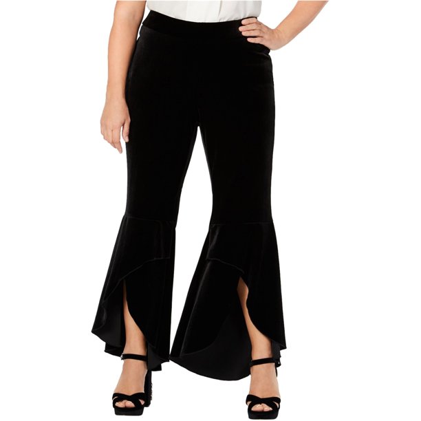 Pantalones de Pierna ancha casuales de terciopelo I-N-C negro 18W