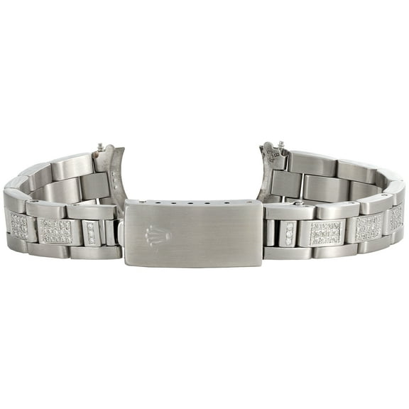 Ladies Stainless Steel Diamond Oyster Watch Band to Fit Rolex DateJust 1.89 CT.
