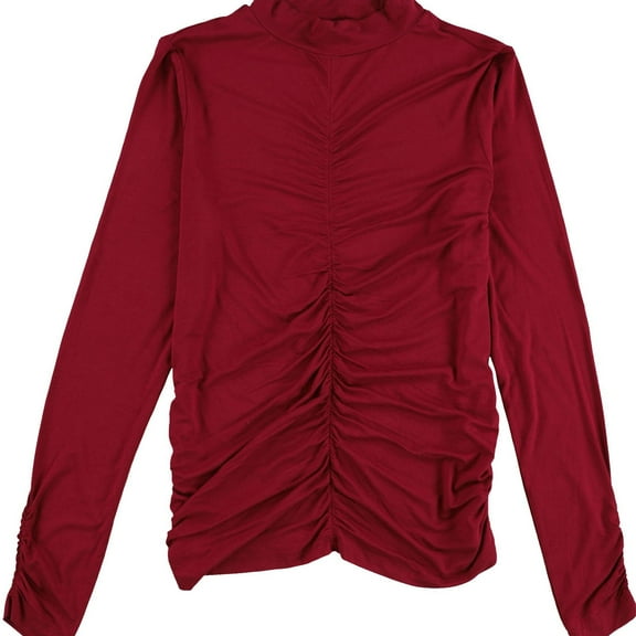 Calvin Klein Womens Shirred-Front Pullover Blouse, Red, Medium