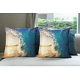 thumbnail image 6 of Ambesonne Ocean Throw Pillow Cover 4 Pack, Tropical Trees Shoreline, 20", Teal Yellow, 6 of 7