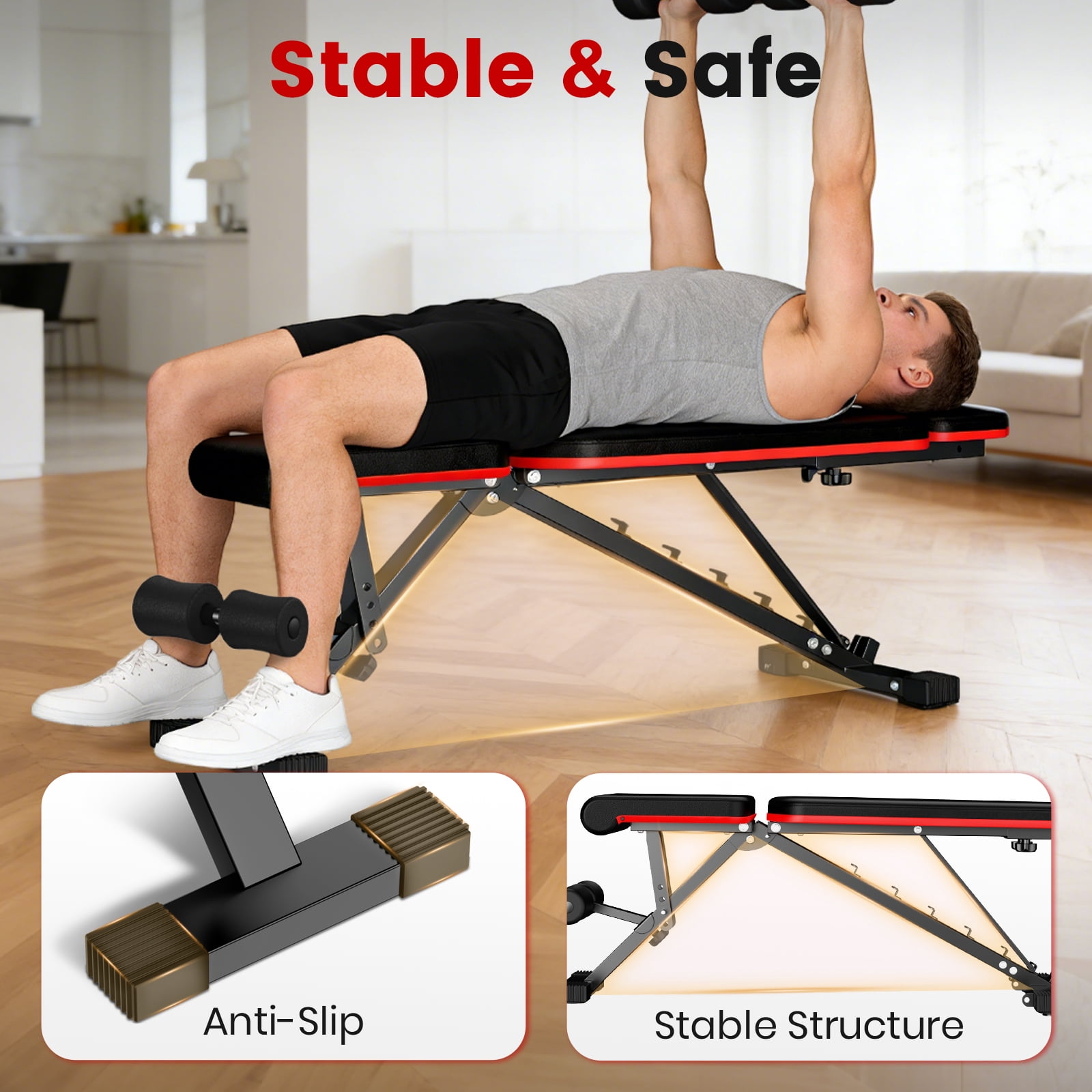 Adjustable Weight Bench, Max Weight 700 Lbs Foldable Workout Weight Bench Press, for Home Gym Dumbbell Exercise, Incline Decline, Full Body Workout