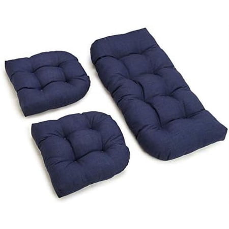 Indoor/Outdoor Rounded Back Settee Cushion Set, Azul 3 Count