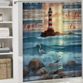 thumbnail image 6 of Orinice   Beach Shower Curtain Sets with Rugs, Toilet Lid Cover,Blue Sea Starfish Turtle Vintage Wooden Ocean Quote Words Beach Nautical Coastal Lighthouse Bathroom Shower Curtain with  60x72, 6 of 7