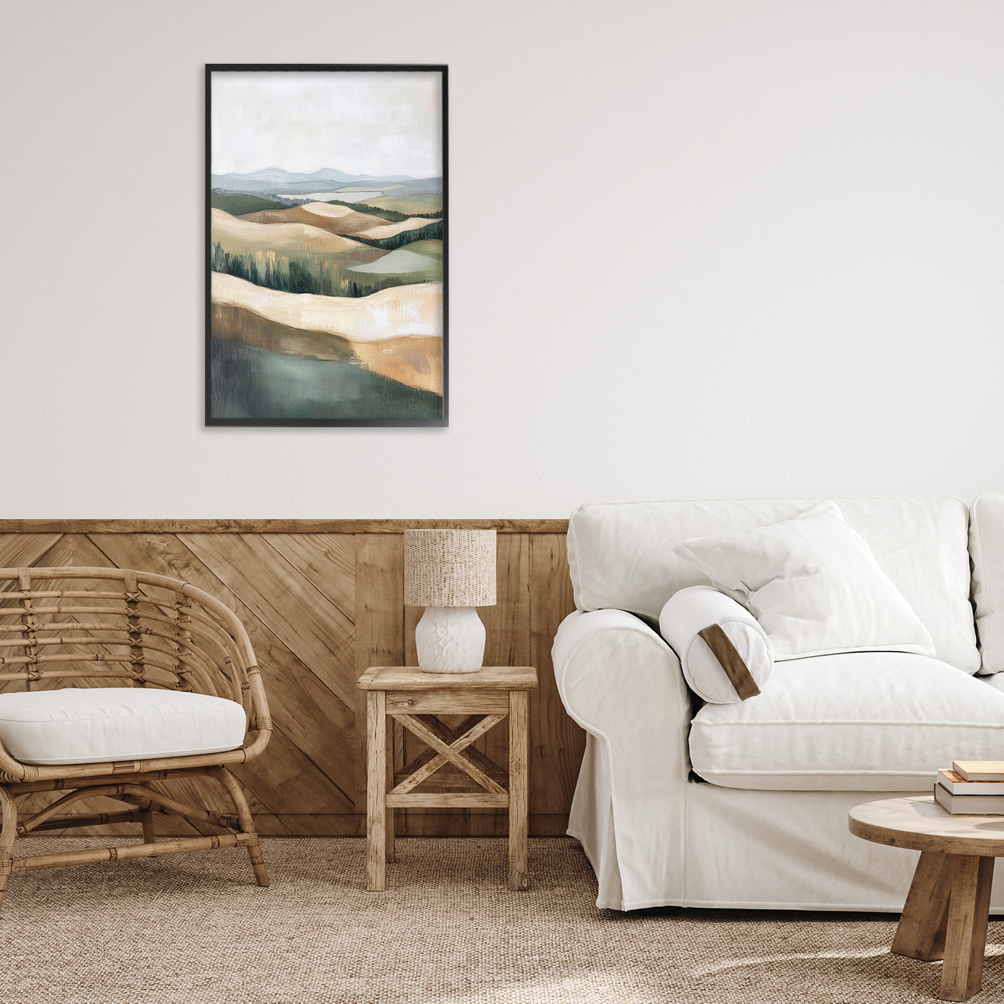 Stupell Industries Tranquil Rolling Hills & Fields Black Framed Giclee Art, design by Petal Prints Design