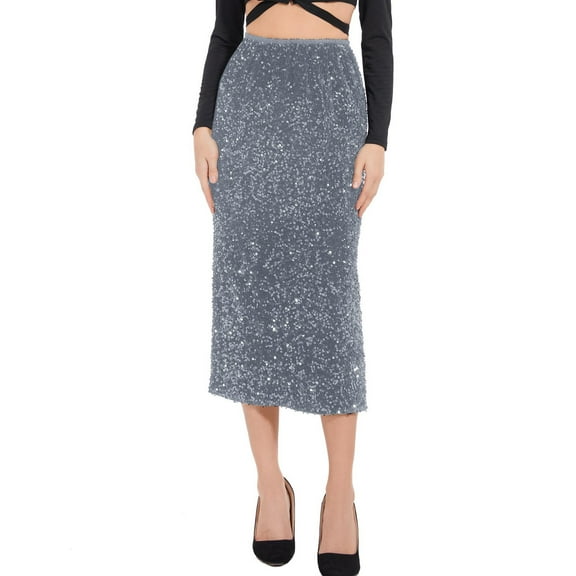 Women’s Sequin Velvet Skirt Elastic High Waist Split Hem Night Out Party Maxi Skirt plus Size Skater Skirt Skirt Belt Mesh Mini Skirt Corduroy Skirt Glitter Skirt Poodle Skirts for Women 50s Floral