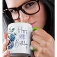 thumbnail image 2 of 3drose, Pretty Blue Hydrangea Happy 80th Birthday, 15oz Two-tone Green Mug, 2 of 6