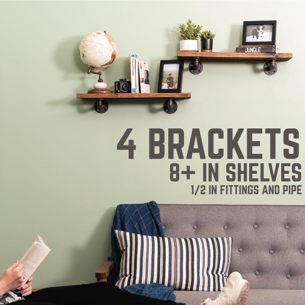 1/2 In X 4 In Double Flange Shelf Bracket, 4 Pack