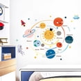 thumbnail image 2 of Etiqueta de la pared del sistema Solar de dibujos animados, calcomanías de planetas espaciales extraíbles, papel tapiz del universo, decoración artística de la pared de habitación, 2 of 5
