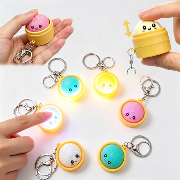 CYFW 6 Pcs Dumpling Keyboard Fidget Toy, Stress Relief Cute Fidget Clicker Keychain Set, Quiet Anxiety Toys for Adults at Work, Travel, Home - Anxiety Relief & Focus Boost