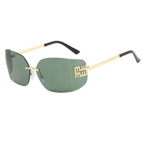 Rimless Y2K Sunglasses, UV400 Protection, Wraparound Shield Design, Square Frame, Black/Gray/Brown Lens Options