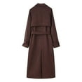 thumbnail image 3 of Pounoo Mid Long Trench winter Coat for Women Double Breasted Classic Lapel Button Down Windproof Overcoat Fashion Outerwear with Belt Gift, 3 of 8