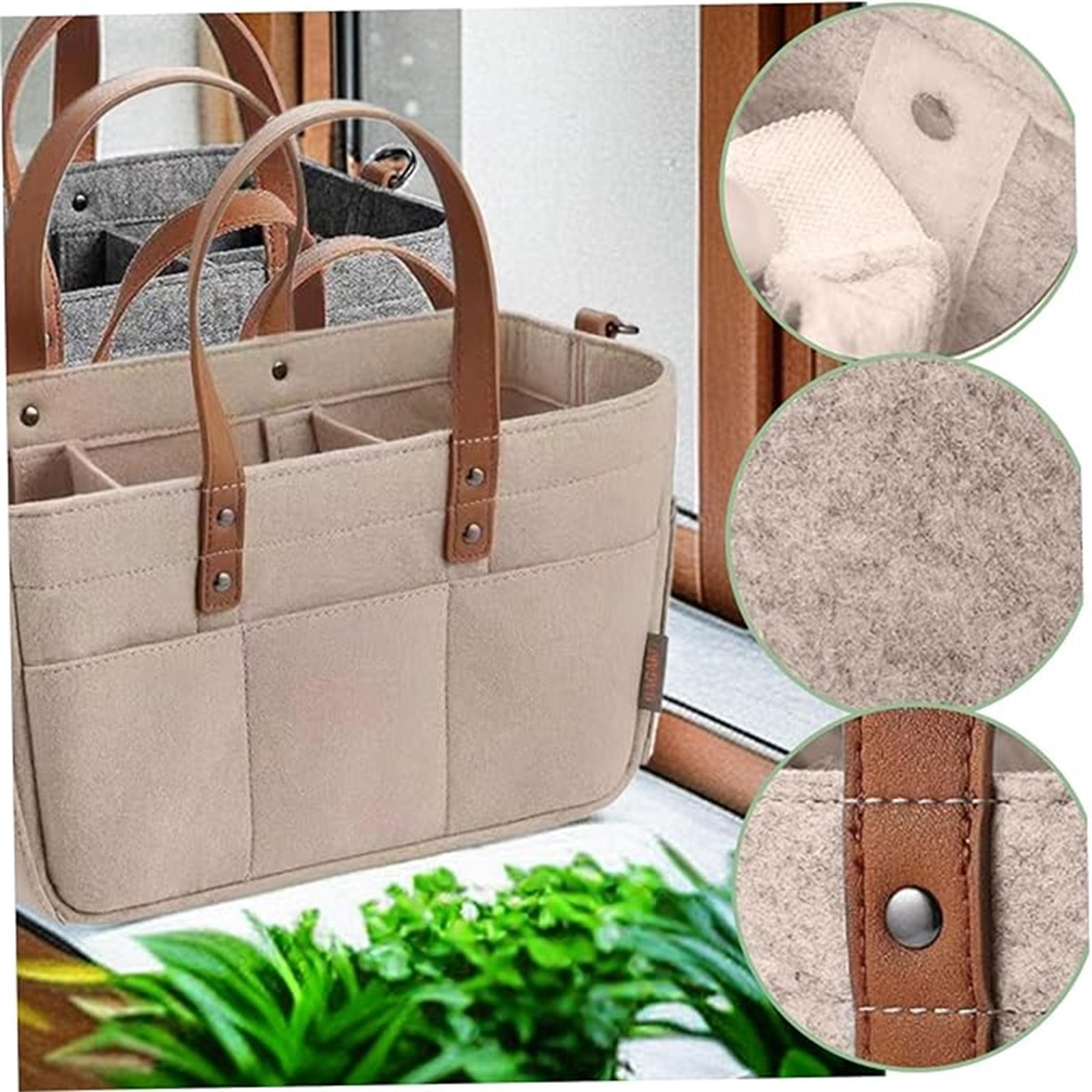 Baby Diaper Caddy Organizer with Leather Strap, Car Diaper Caddy, Baby Caddy Organizer, Portable Diaper Caddy, Diaper Organizer for Changing Table, Baby Organizer for Nursery, 6x13x7 inch