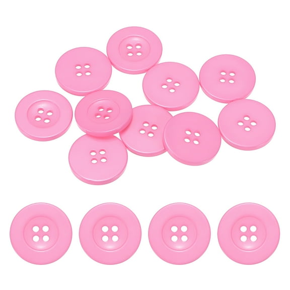 Uxcell Sewing Buttons [10pcs] - 1.2 Inch/ 30mm 48L Resin Round Flat 4-Hole Craft Replacement Buttons for Coats & Sewing Clothing & DIY - [Pink]