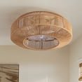 thumbnail image 5 of HOOMEDELIER 20" Indoor Gold 6-Speed Boho Rattan Caged Ceiling Fan with Light and Remote Control, Flush Mount Ceiling Fan, 5 of 14