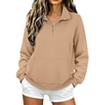 thumbnail image 3 of Quarter Zip Pullover Women Polo Shirts Oversized Sweatshirts for Women Mock Neck No Hood Ladies Warm Fashion Hoodies Tops Travel Casual Cozy Loose Fit Yoga Sweaters Cute Maternity Preppy Sweatshirts, 3 of 9