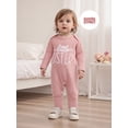 thumbnail image 4 of BemeyourBBs Newborn Baby Girl Little Sister Outfit Letter Embroidered Romper Jumpsuit and Headband 2 Pcs Clothes Set, 4 of 9
