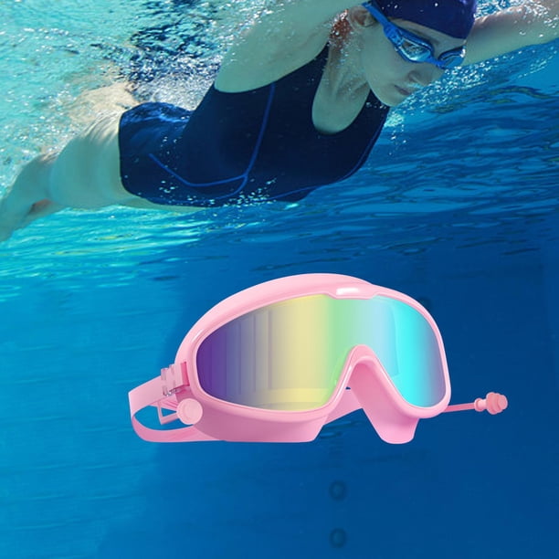 Gafas de natación, gafas de natación con tapones para los oídos, impermeables para adultos, cómodas gafas de visión clara, gafas profesionales antivah Enchapado rosa en caja DYNWAVEMX gafas de natación