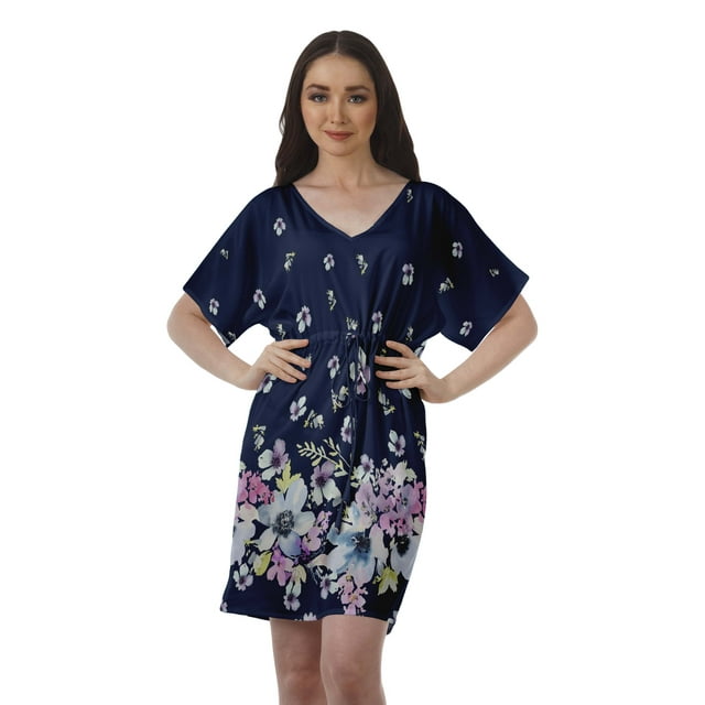 Moomaya Robes d'Anniversaire Femmes Robe de Travail Imprimée Femmes Bureau Robes à Col en V