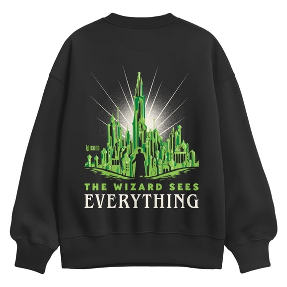 Wicked - Wizard Sees Everything - Ladies Oversized Fleece Crew Sweatshirt