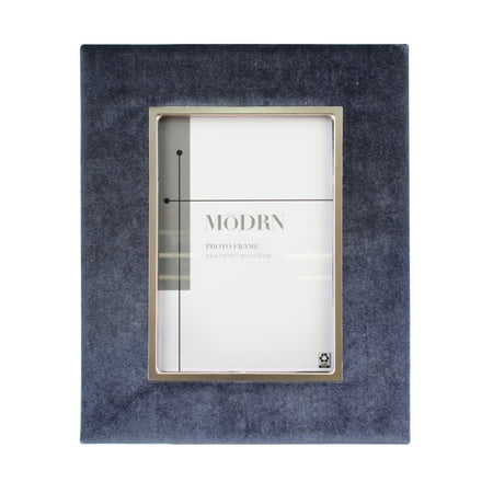 MoDRN 5x7 Rectangular Velvet and Metal Table Top Single Photo Frame, Navy Blue