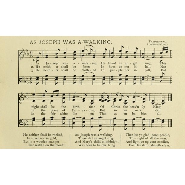 As Joseph was aWalking Christmas in Song 1891 Poster Print (18 x 24