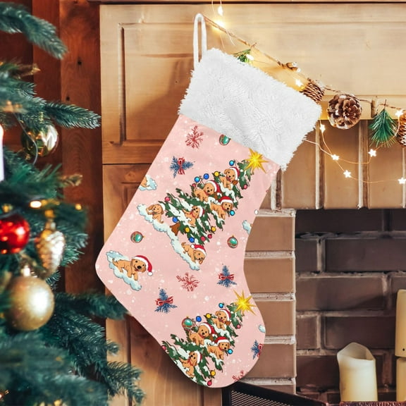 Ryvnso Christmas Stockings Dog Christmas Tree 17.7" Large Stocking Decoration 1 Pack
