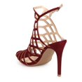 thumbnail image 3 of Wild Diva DH75 Women Suede Peep Toe Thin Strap Hollow Out Stiletto Mule Sandal, 3 of 5
