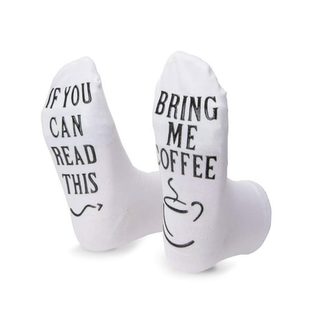 Bring Me Coffee Socks Funny Saying Novelty Birthday Present For Him Or Her Gift Idea For Husband, Wife, Sister, Best Friend, Coffee