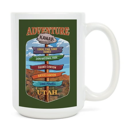 

15 fl oz Ceramic Mug Kanab Utah Destination Signpost Contour Dishwasher & Microwave Safe