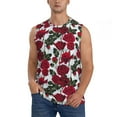thumbnail image 2 of Lsque Rose Flowers Print Men's Cotton Blend Sleeveless Muscle Shirts (S-3XL)- Moisture Wicking, Odor Protection, UPF 30+,3X-Large, 2 of 8