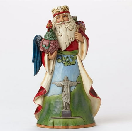 Enesco Home Grown Figurines Jim Shore Noite Feliz Brazilian Santa with Rooster Figurine 4046767 New Brazil ()