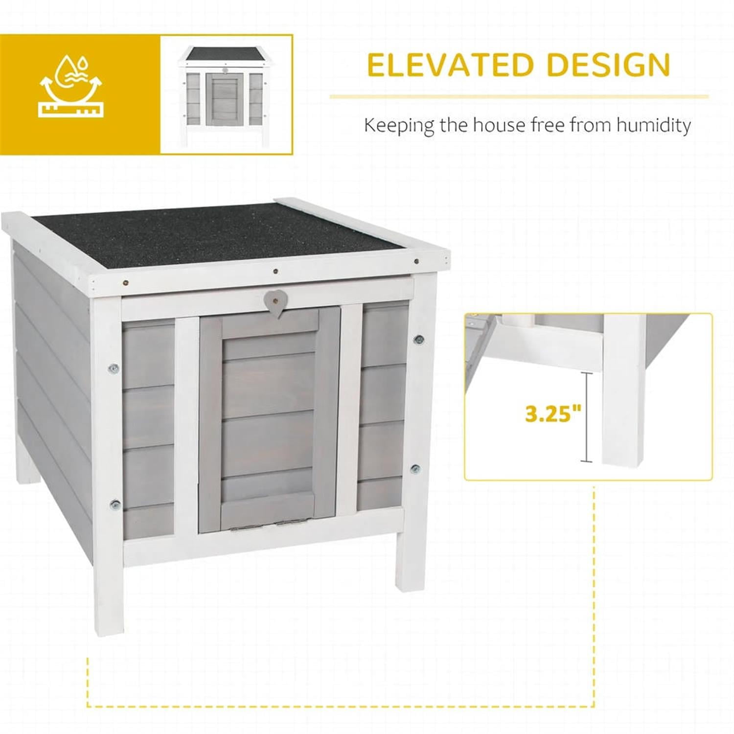Kadyn 17" Wooden Rabbit Hutch with Openable & Waterproof Roof, Outdoor Bunny Cage for Cats, Bunnies, Guinea Pigs, Grey