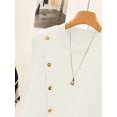 thumbnail image 6 of 1pc Solid Color Cropped Round Neck Asymmetrical Button Design Fashion Layering Sleeveless Knit Vest Tank Top Summer, Effortless Style, 6 of 10
