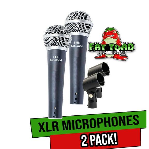 Dynamic Vocal Microphones with Clips (2 Pack) Fat Toad Cardioid Handheld, Unidirectional Mic Singing Wired Microphone for Music Instrument, Stage Performances & Home Studio Recording or DJ Karaoke