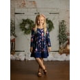thumbnail image 3 of Millie Loves Lily Girls Navy Holiday Nutcracker Dress Long Sleeve, Toddler, Size 2T, 3 of 5