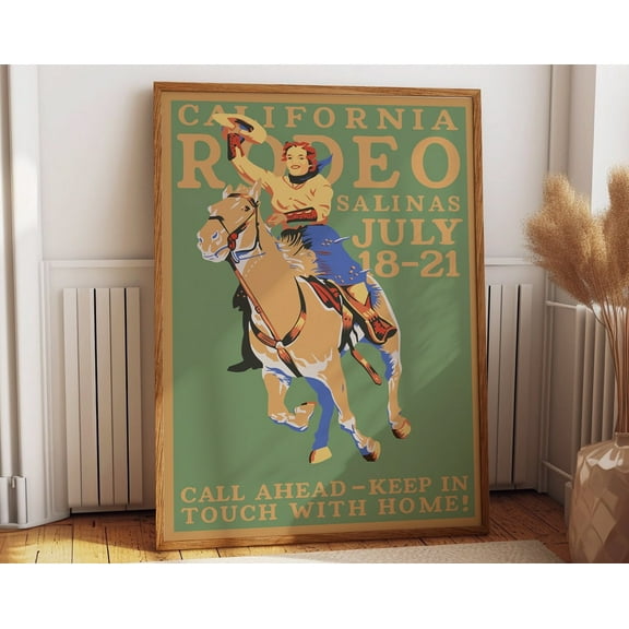 Rodeo Poster California Poster Vintage Decor Wall Art, Modern Wall Decor, 8x12 UNFRAMED